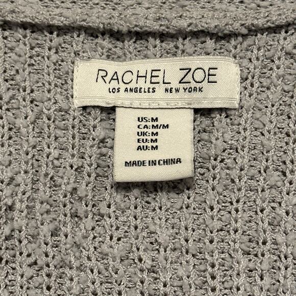 Rachel Zoe Women M Cardigan Open Front Knit Pockets Long Sleeve Gray Coastal - Picture 5 of 8